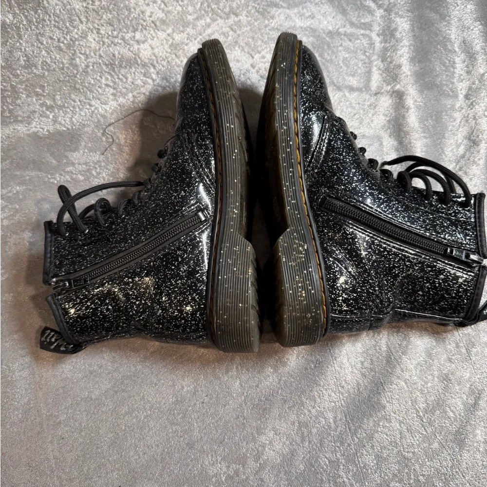 Dr. Martens Black Glitter Lace-Up Boots Size 3